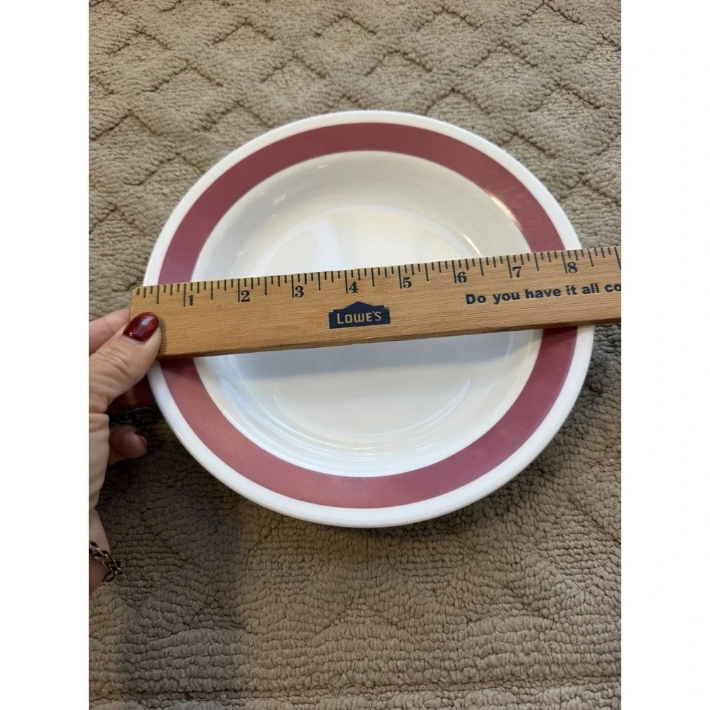 Corelle SUNDANCE Flat Rim Bowls Soup Pasta Wide Band Rose Deep Pink/Mauve 8.5